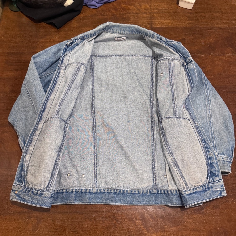 Derrieres Vintage Light Wash Denim Trucker Jacket Mens Blue Jean Coat XL - Picture 4 of 10